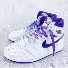 适配aj1 high OG court purple白紫深紫色OW字母紫色渐变反光鞋带
