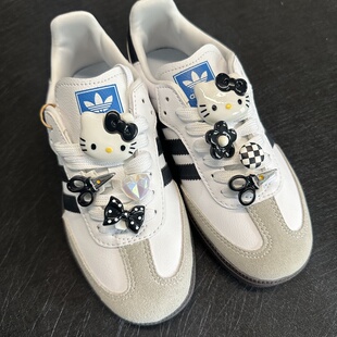 适配德训鞋板鞋运动鞋鞋带扣暗黑KT猫蝴蝶黑白格子鞋带扣鞋花配饰