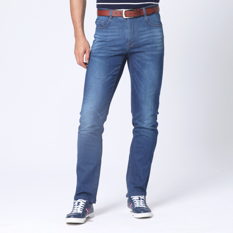 【特惠款】嘉意中年男士通勤百搭休闲牛仔裤男夏薄款纯棉E79019