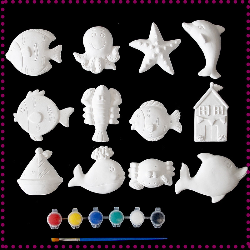 石膏娃娃涂鸦涂色陶瓷益智玩具