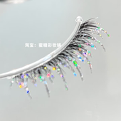 我找不到词形容 彩色碎钻睫毛 美 彩色糖纸人鱼姬雪花闪耀假睫毛