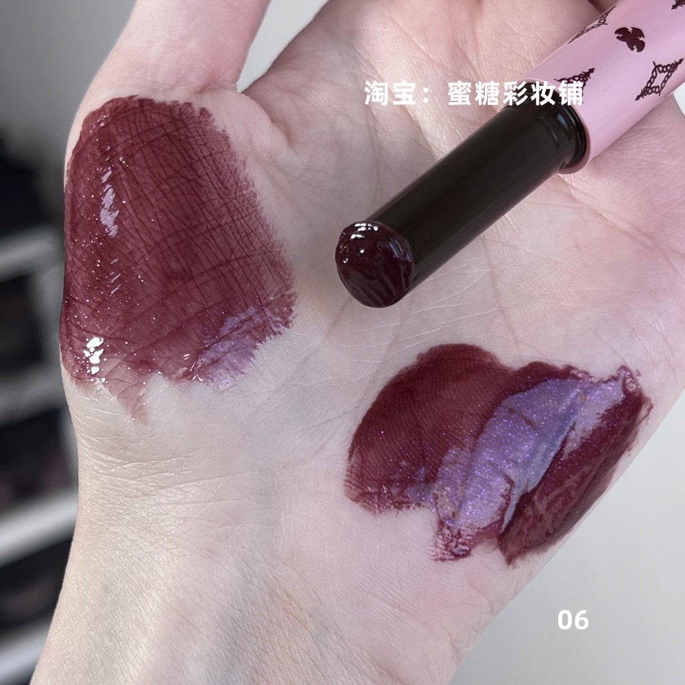 阴湿感这一块。。冷感黑紫细闪固体唇蜜朋克金属烟熏感口红暗黑闪