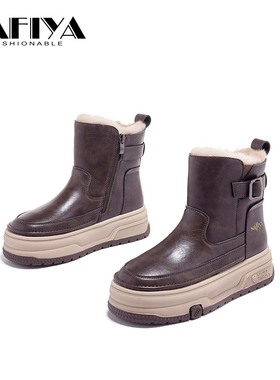 索菲娅Safiya2024秋冬新款厚底加绒保暖百搭时尚雪地靴SF43118A87