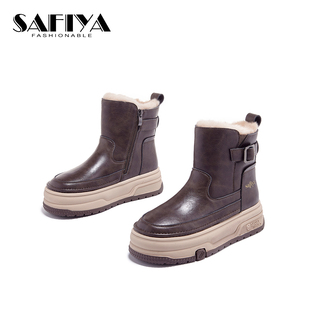索菲娅Safiya2024秋冬新款 雪地靴SF43118A87 厚底加绒保暖百搭时尚