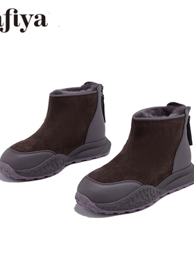 索菲娅Safiya2025冬季新款小短靴时尚保暖百搭休闲女鞋SFD4118B81