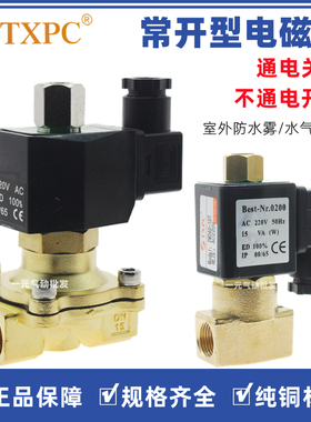 TXPC DN15常开电磁控制阀4分2分220V 24V1寸DN25水阀气阀通电关闭