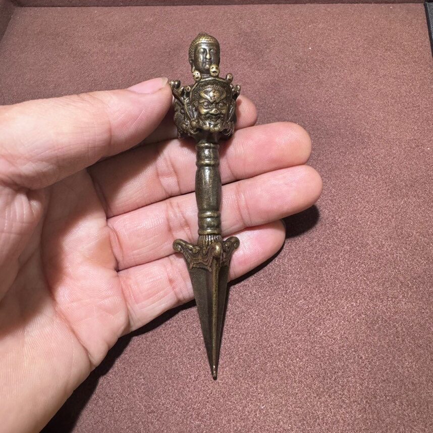 黄铜做旧工艺品摆件藏传藏佛秽迹金刚杵法器男女手把件收藏送礼