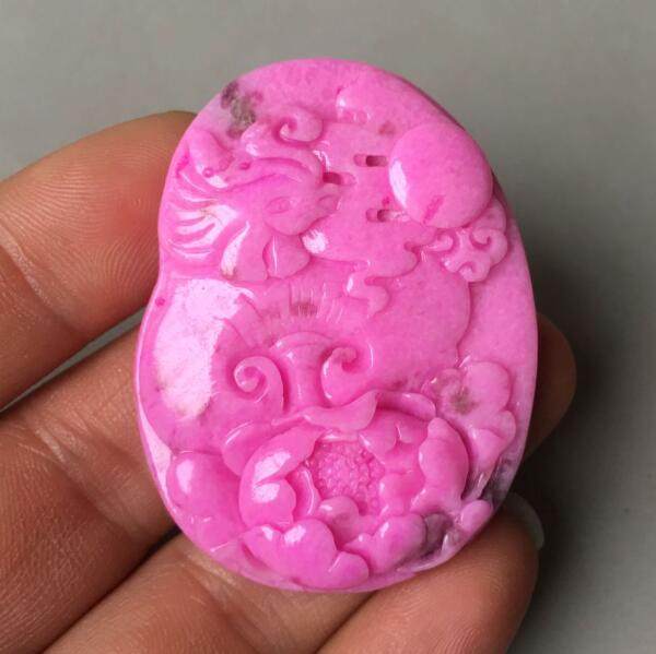 南阳A货独山玉芙蓉凤凰戏牡丹吊坠花开富贵独玉挂件玉石花件玉坠