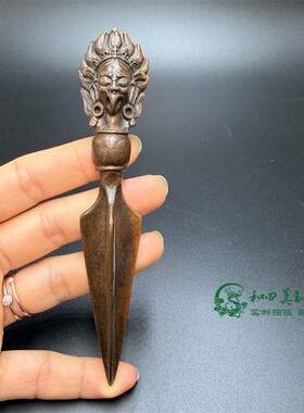 古玩杂项复古合金錾刻大鹏鸟金刚藏法器佛堂居家用品摆件手把件