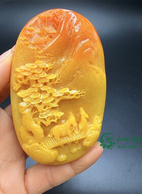 古玩杂项仿寿山石原石雕刻山水风景深山访友文玩手把件礼物工艺品
