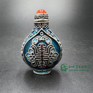 古玩杂项复古景泰蓝鼻烟壶手把件传统工艺蒙古族工艺品收藏摆件