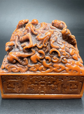 树脂九龙印章寿山石玉玺古董收藏