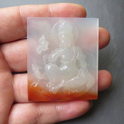 36.5克特价天然A货黄龙玉金沙料 自在观音挂件 黄龙玉观音牌子