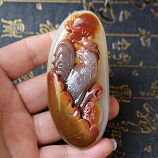 147克黄龙玉手把件 生肖鸡 吉祥如意雕件 黄龙玉把玩件配饰特价