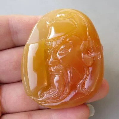 86克天然A货玉石黄龙玉关公吊坠挂件玉吊坠玉牌子
