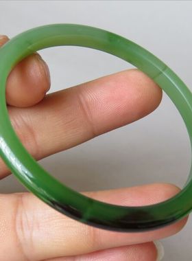 17.41克天然和田玉碧玉冰底细条手镯细圆条女款手镯 内径58mm