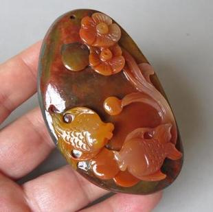 121克金沙黄龙玉手把件玉石金鱼金玉满堂雕件 黄龙玉手工雕刻