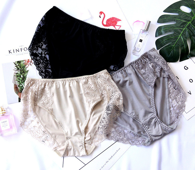 大码内裤女200斤性感中腰牛奶丝