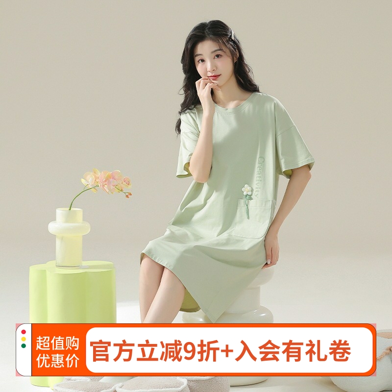 睡裙女夏季纯棉女士性感短袖清凉防螨抗菌睡衣女款夏天新款2025