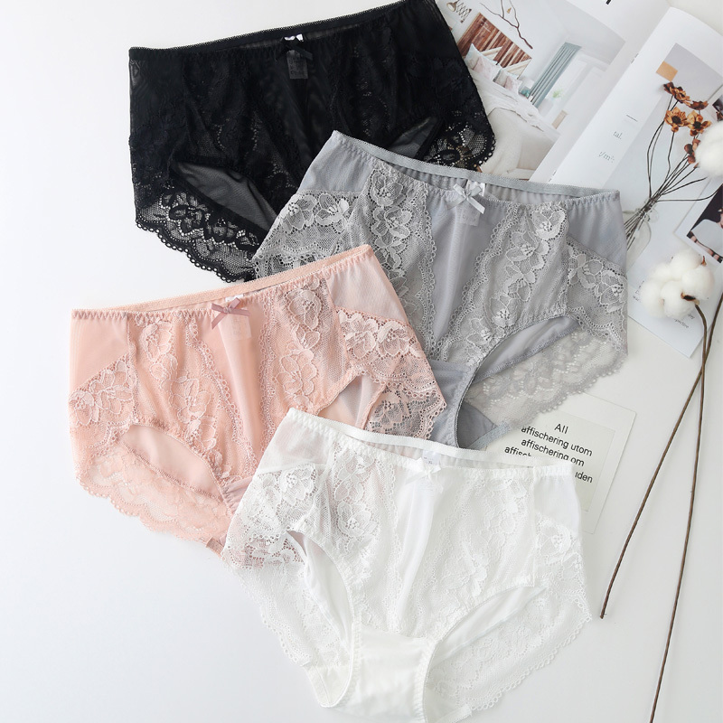 大码内裤女高腰收腹胖mm透视网纱