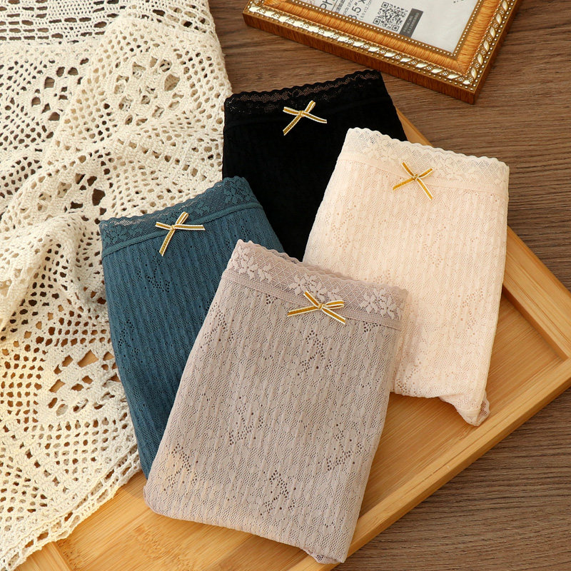 3内裤女士大码高腰胖mm200斤 透气抑菌蚕丝裆性感蕾丝夏季薄胖妹妹