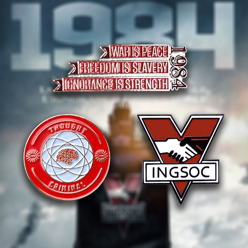 1984文学名著英语句子周边金属徽章文学爱好者胸针英社INGSOC主义,节庆用品/礼品,文化创意邮册/出版物/徽章,淘宝优惠券,粉丝福利购,淘宝优惠卷