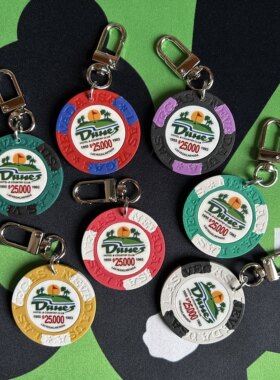 拉斯维加斯筹码钥匙扣挂件黏土把玩筹码las Vegas chip keychain