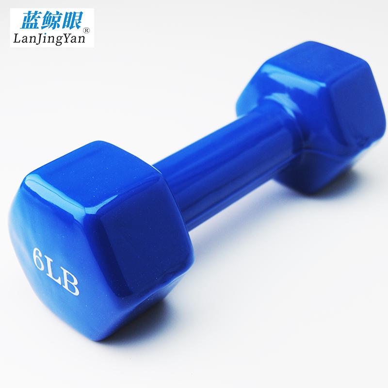 哑铃6LB6磅包胶静音防滚男女士家用健身六角胶实心铸铁亚铃手铃