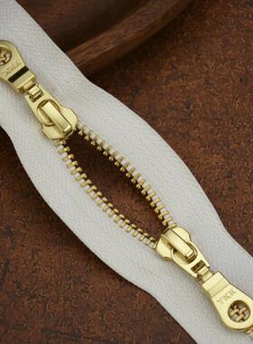 55cm双头5号拉链金属拉头黑色白棕手工diy闭尾拉锁盒子箱女双肩包