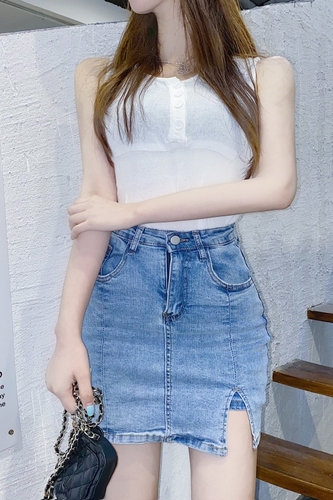 Real photo real price spring / summer 2020 sexy side split package hip denim shorts short skirt skirt skirt trend