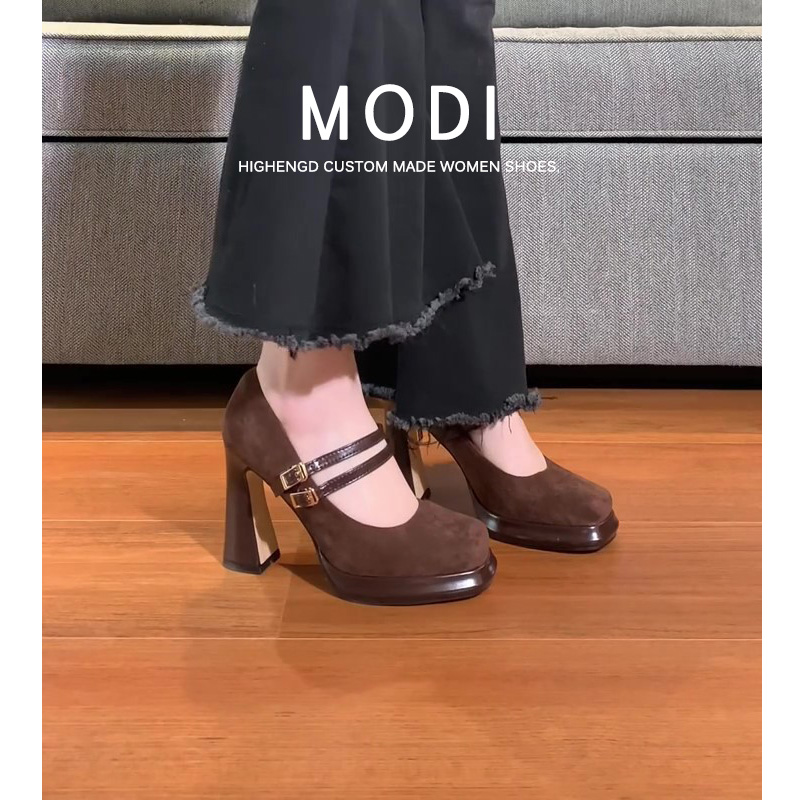 34小码法式复古扣带玛丽珍鞋