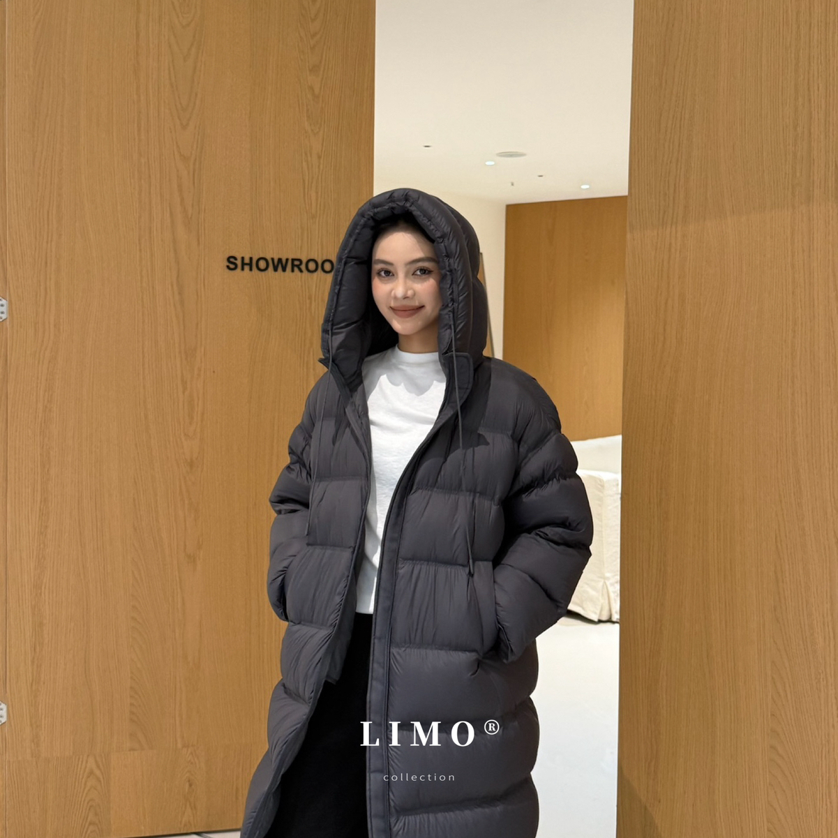 LIMO-226g填充量冬新款90白鸭绒廓型大排骨连帽中款羽绒服5976