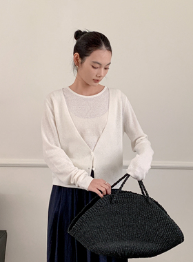 CLEAN SPACE2025新款混纺老钱风韩系简约针织开衫背心两件套53390