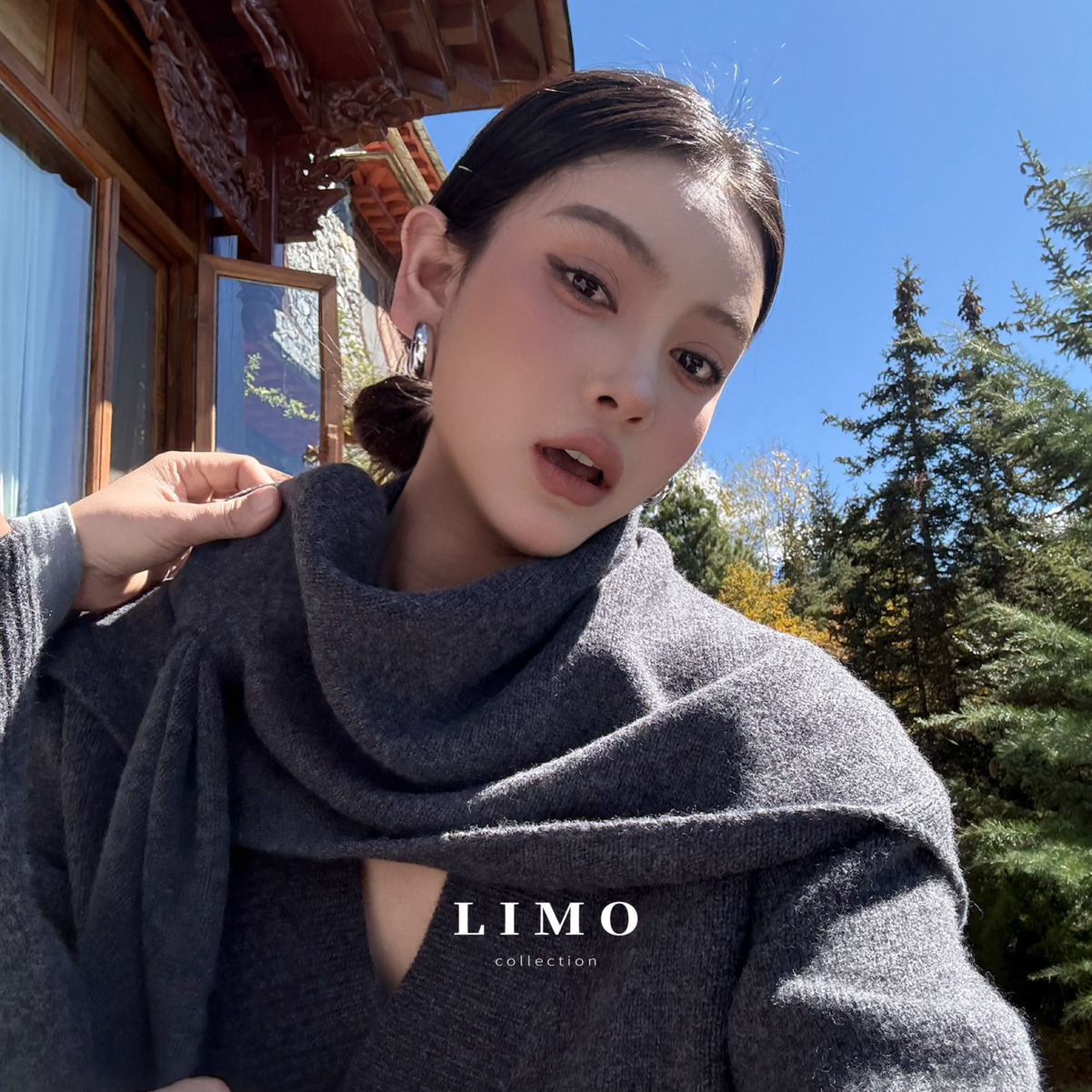 LIMO-极简复古老钱100羊毛围巾围脖三角披肩8226#(可搭8223)