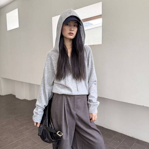 CLEAN SPACE-100%羊毛连帽毛织慵懒版0压感秋上新针织衫57909