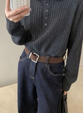 CLEAN SPACE-纯羊毛立领半系扣休闲简约冬上新保暖毛衣59222