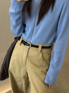 CLEAN SPACE-100%羊毛拉链立领打底衫针织开衫秋冬毛衣59219