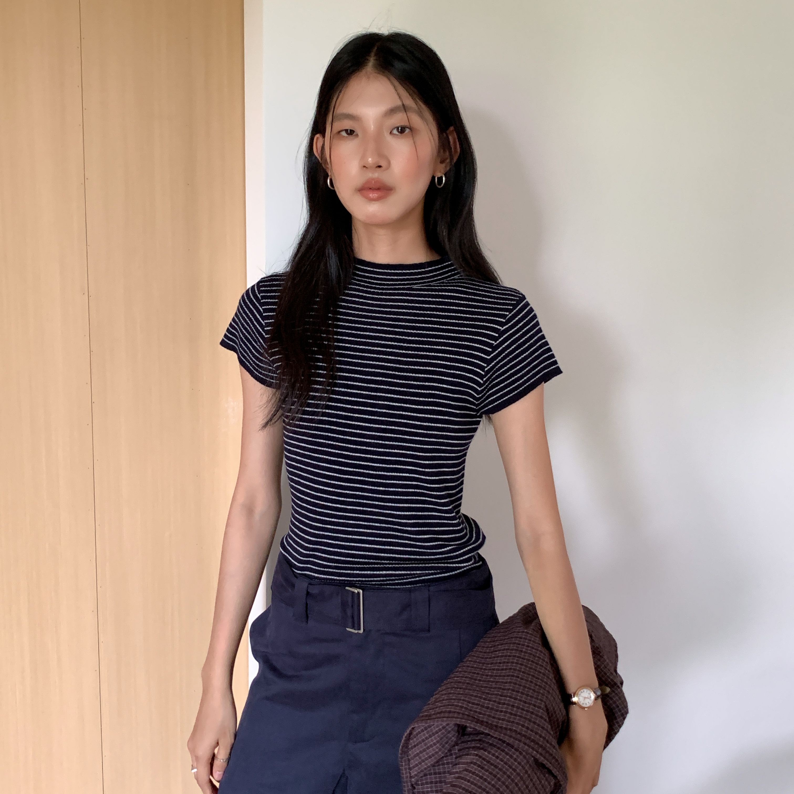 CLEAN SPACE-高弹半高领休闲简约秋上新针织衫33%羊毛56537