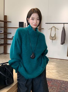 CLEAN SPACE-羊毛马海毛半高领宽松亲肤秋冬上新保暖毛衣58327