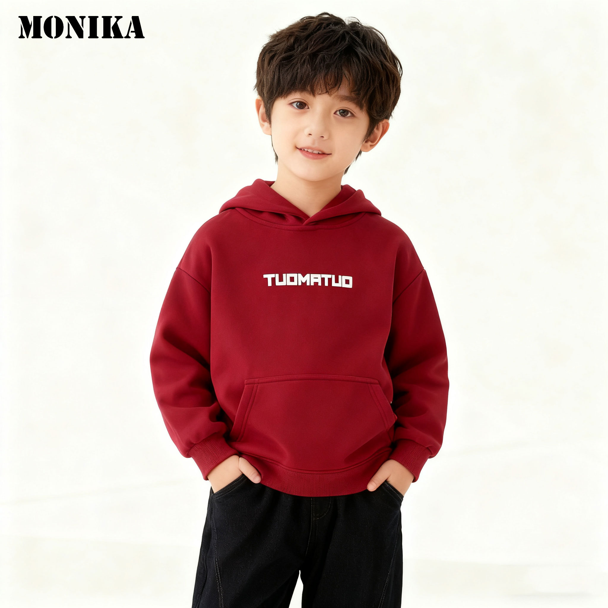 2026马年限定红色连帽加绒卫衣