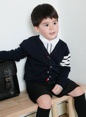 韩儿童毛衣开衫男童针织衫外套女童2025春秋款TB中大童V领毛线衣