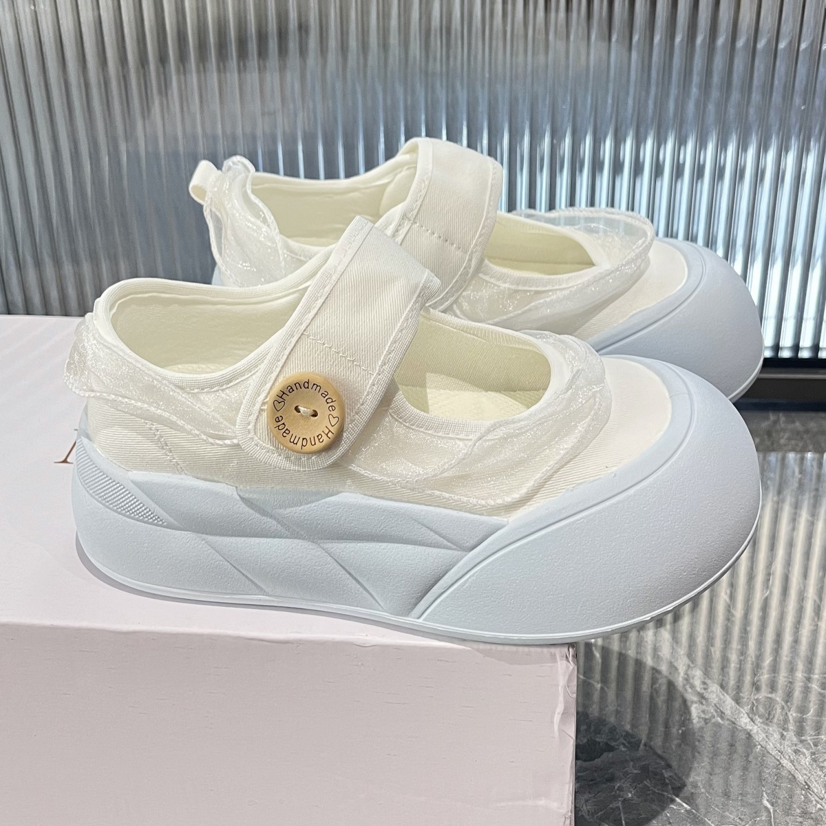 浅口玛丽珍单鞋女2025新款夏季配裙子厚底增高小白鞋子魔术贴板鞋