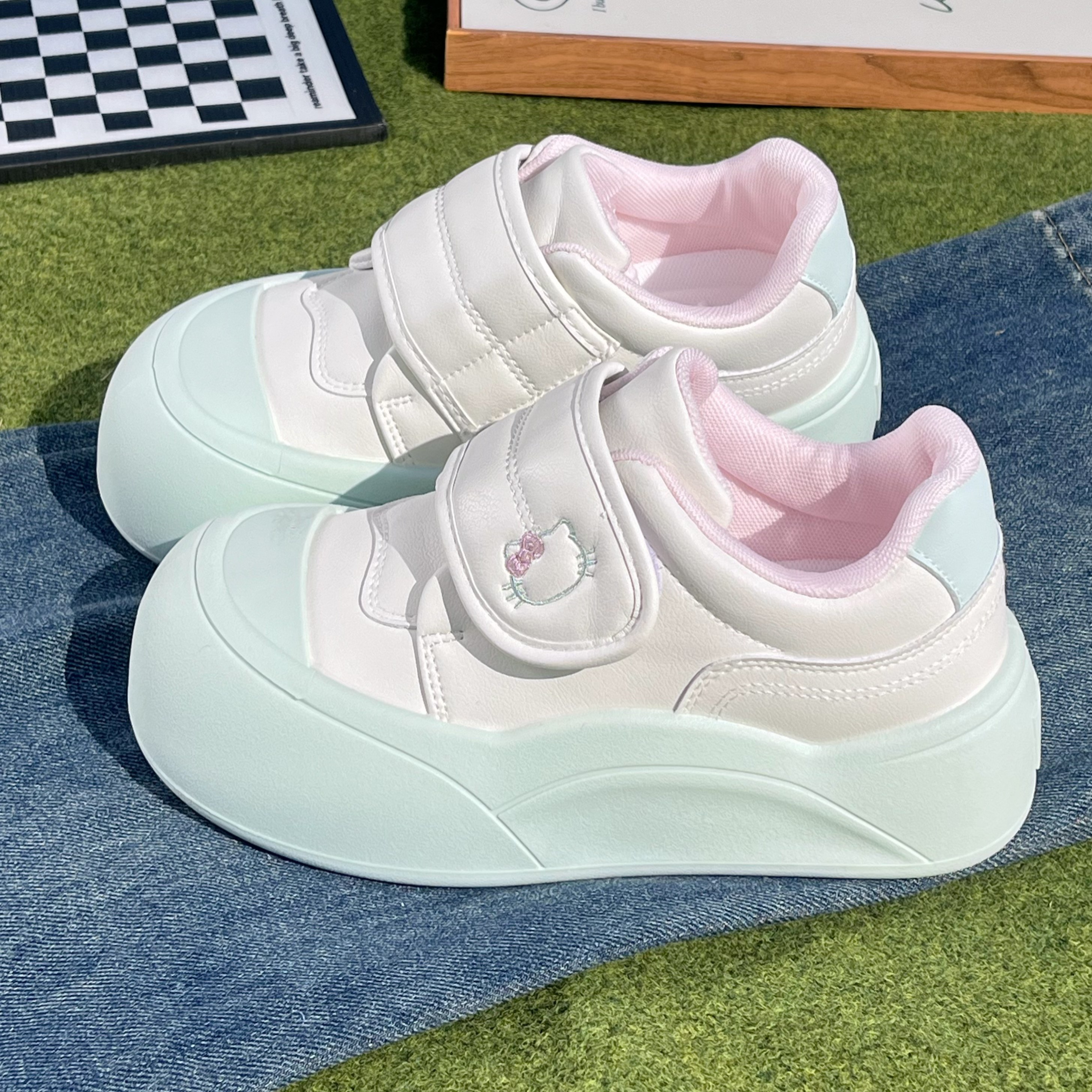 魔术贴厚底小白鞋女2026春季新款百搭增高薄荷绿板鞋休闲运动鞋女,女鞋,休闲板鞋,淘宝优惠券,粉丝福利购,淘宝优惠卷