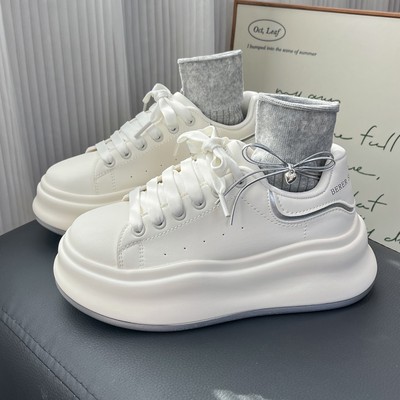 增高6cm松糕厚底小白鞋女2025新款小个子运动休闲百搭松糕板鞋子