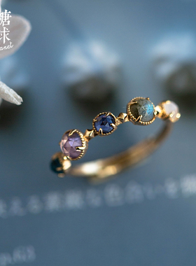 森糖星球女925銀鍍金復古戒指