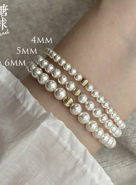 森糖施家珍珠法式气质弹力手链