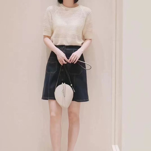 工厂原单处理纯原小禾2024夏季有机棉镂空圆领短袖针织衫上衣T恤