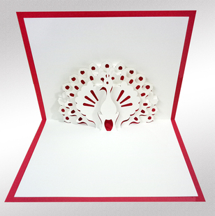 3D贺卡创意立体员工生日商务个性定制贺卡创意生日卡片纸雕孔雀