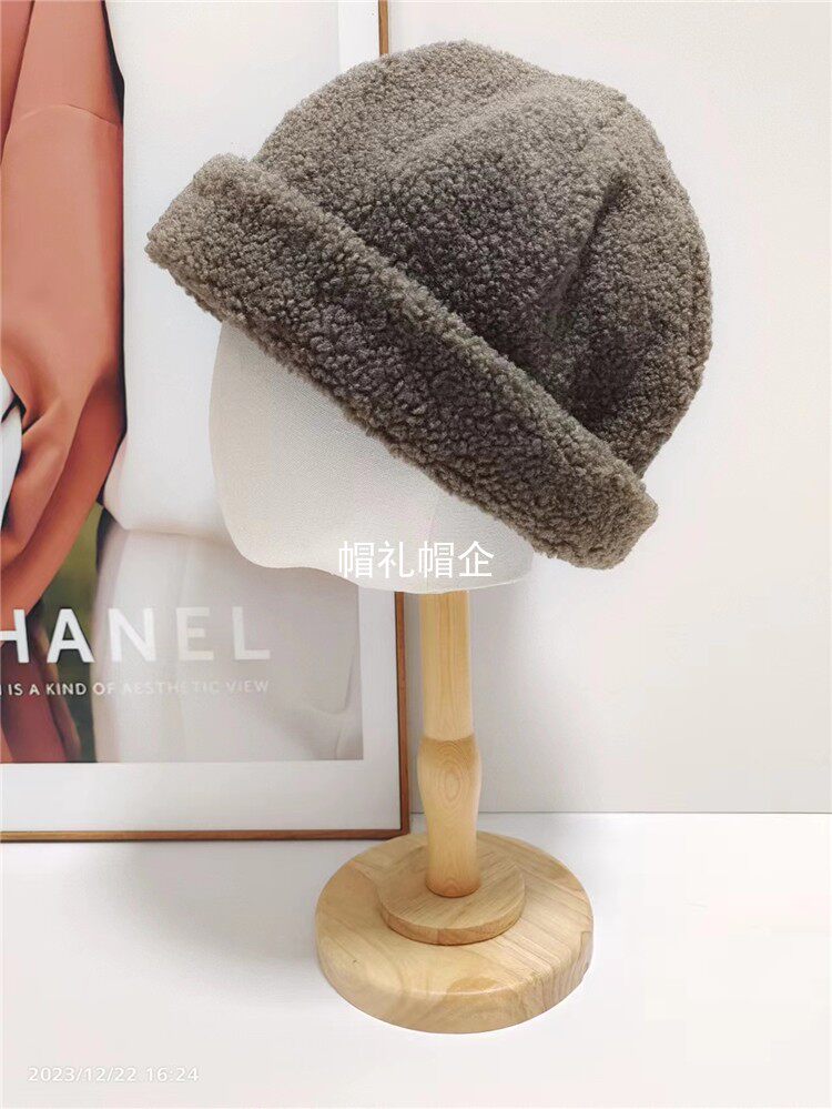 秋冬冷帽帽子金晨同款秋冬羊羔绒堆堆帽大头围地主帽保暖瓜皮帽