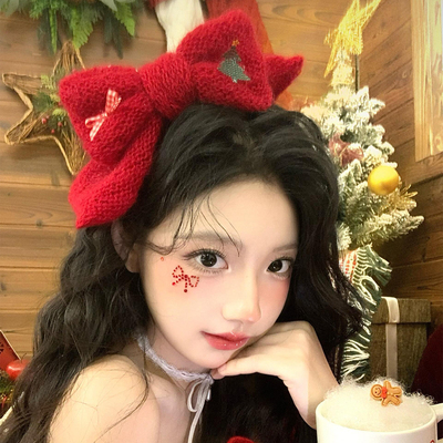 定制版~过圣诞喽红色蝴蝶结发夹